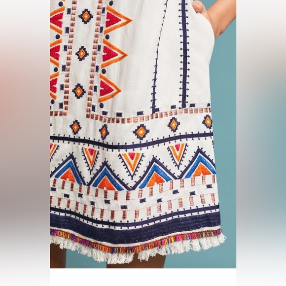 Anthropologie Akemi + Kin Reagan Embroidered Shift Dress Size 4 (S )MSRP $228 - Picture 4 of 10